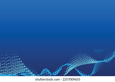 Technology Wavy Lines With Blue Color Halftone Abstract Pattern Background. Vintage. Wallpaper. Vector