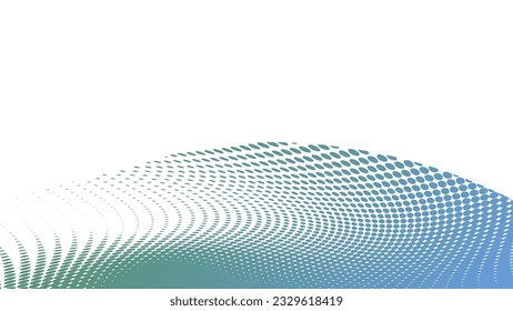 Líneas onduladas de tecnología con fondo de patrón de semitono de color azul. Vintage. Fondo de escritorio. Vector