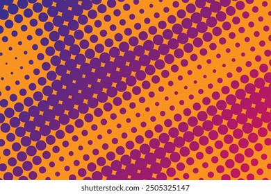Tecnología Líneas Onduladas Con Fondo De Patrón Abstractas De Medio Tono De Color Púrpura Y Naranja. Antiguas. Fondo de pantalla. Vector