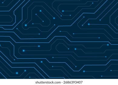 Technologie-Web-Banner, Schaltung blaue Platine Textur auf Darthintergrund, Innovation futuristische Prozessor-Muster, Chip-Tech-Hintergrund - Vektor