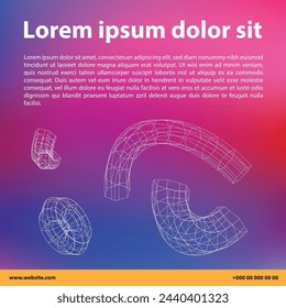 Technology web banner. Internet website banner. Illustration of modern technology square web banner. Web site modern innovation wireframe banner