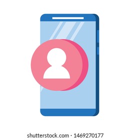 technology web digital hardware smartphone mobile with contact cartoon vector illustration graphic design