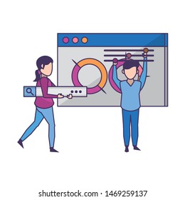 technology web digital network hardware, website objects cartoon vector illustration graphic design