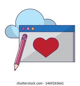 technology web digital network hardware, internet cloud downloading and uploading data information cartoon vector illustration graphic design