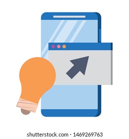 technology web digital network hardware, smartphone mobile working on idea cartoon vector illustration graphic design