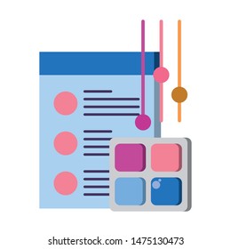 technology web digital network hardware, website objects cartoon vector illustration graphic design
