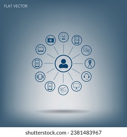 Technology web icons set illustration flat icon.