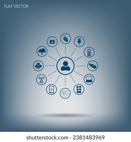 Technology web icons set illustration flat icon.