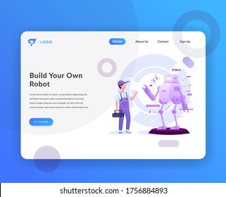 technology web landing page with illustration