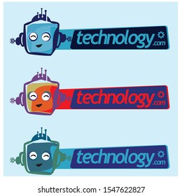 Technology web logo icon cartoon funny character 