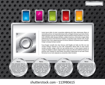 Technology web template design with color buttons
