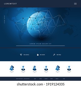 Technology Website Creative Design Template for Your Business - Cloud Computing, Telecommunications, Global Network Connections 