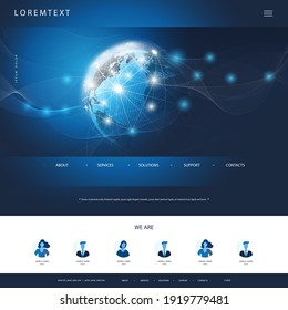 Technology Website Creative Design Template for Your Business - Cloud Computing, Telecommunications, Global Network Connections 