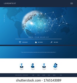 Technology Website Design Template for Your Business - Cloud Computing, Telecommunications, Global Network Connections 
