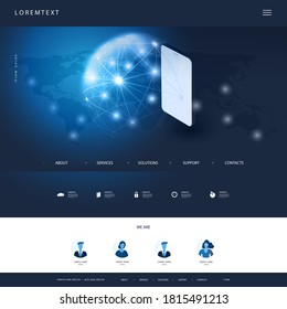 Technology Website Design Template For Your Business - Cloud Computing, Telecommunications, Global Network Connections