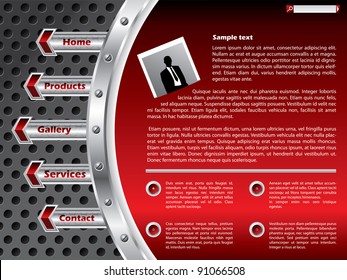 Technology website template with industrial metallic elements