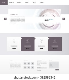 Technology Website Template Vector Eps10, Modern Web Design With Flat UI Elements And Abstract Header. Ideal For Business Layout. 