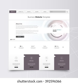 Technology Website Template Vector Eps10, Modern Web Design with flat UI elements and abstract header. Ideal for Business layout. 