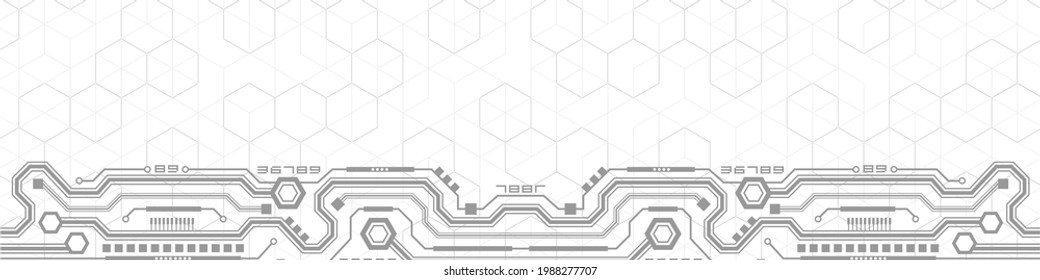 Technology white background .Technical background of the future.Electronic Chip.Hi tech digital connect. Banner Vector illustration.