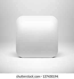 Technology white blank app icon (button) template with realistic shadow and light background for internet sites, web user interfaces (UI), applications (app) and business presentations. Vector design.