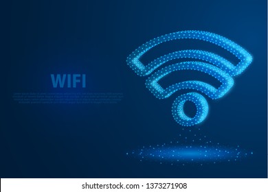 Technology wifi icon with blue background, A rotate icon composed of polygons, vector, illustration, eps file