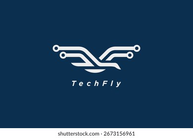 Technology wing fly logo and icon
