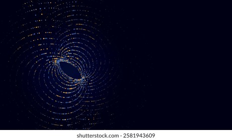 Technology wireframe circle tunnel on dark background. Futuristic 3D wormhole grid. Digital dynamic wave. Vector illustration.