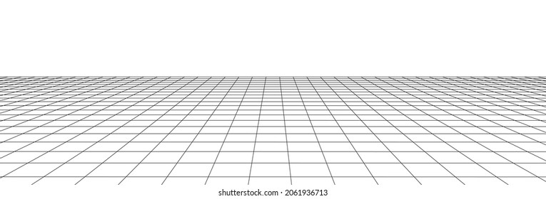 Technology wireframe landscape. Vector perspective grid. Digital space. Mesh on a white background.