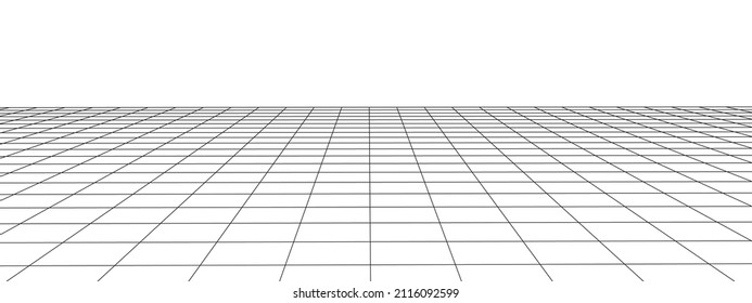 Technology wireframe landscape. Vector perspective grid. Digital space. Mesh on a white background.