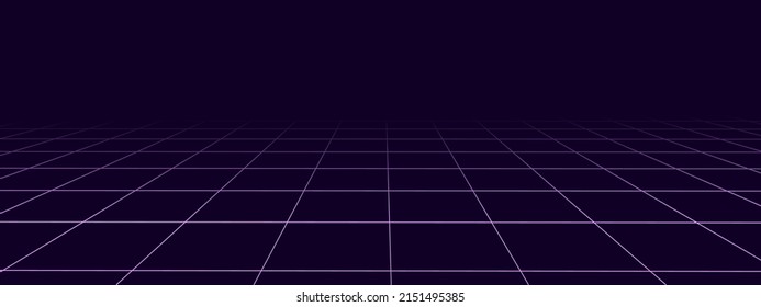 Technology wireframe landscape. Vector perspective grid. Digital space. Pink mesh on a green background.