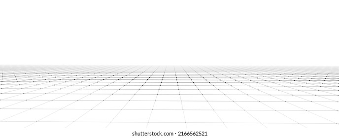 Technology wireframe landscape. Vector perspective grid. Digital space. Mesh on a white background.