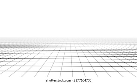 Technology wireframe landscape. Vector perspective grid. Digital space. Mesh on a white background.