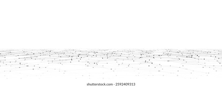 Technology wireframe landscape. Vector perspective grid. Digital space. Black mesh on a white background.