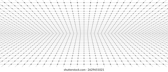 Technology wireframe landscape. Vector perspective grid. Digital space. Mesh on a white background.