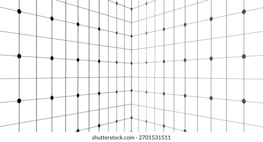 Technology wireframe landscape. Vector perspective grid. Digital space. Mesh on a white background modern