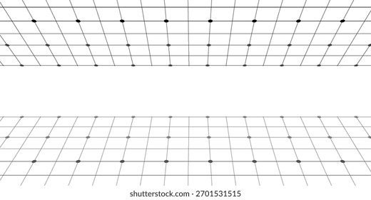 Tecnologia wireframe paisagem. Grade de perspectiva de vetor. Espaço digital. Malha em um fundo branco moderno