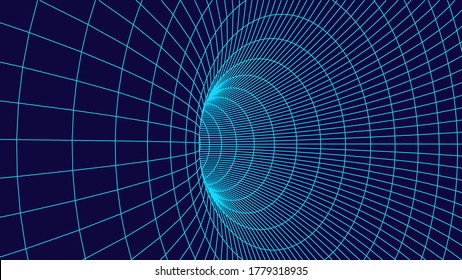 Technology Wireframe Tunnel On Blue Background Stock Vector (Royalty ...