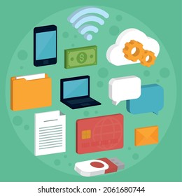technology and wireless icon set