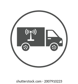 Technology wireless radio van icon (Circle version icon)