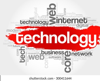 Technology word cloud, business concept