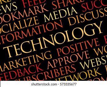 Technology word cloud, technology business concept background