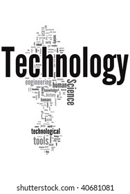Technology word cloud illustration. Graphic tag collection.
