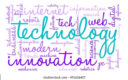 Technology word cloud on a white background. 