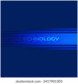 technology word inside electronic horizontal strip. electronic technology concept on dark blue background. fast technology concept
