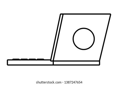 Technology work office laptop isolated black and white