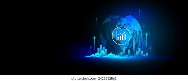 Technology world concept background image about the ups and downs of investment financial data graph stock market