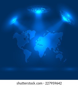 Technology world map background. Vector eps10.