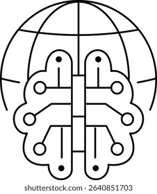 Technologythemed abstract illustration representing interconnected global thinking and circuitry. Suitable for technology blogs, AI concepts, global communication visuals.