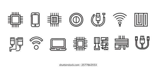 Techonology icon set vecto design template