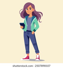 Tech-Savvy Girl. Modern Style Meets Digital Trends